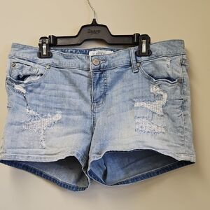 torrid Light Wash Distressed Denim Shorts